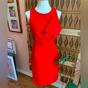 BNWT do+be Red Pencil Sleeveless Dress with Front Embellished Ruffle
